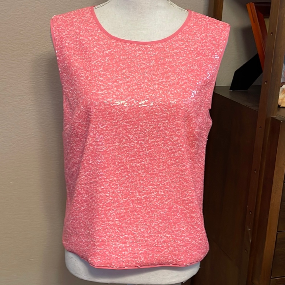 Rachel Roy Bubble Gum Pink Sequined Sleeveless Top